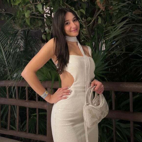 Meshki White Sequin Cut Out Maxi Dress - Adoria - Picture 3 of 6